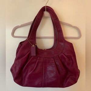 COACH ERGO MAGENTA PLEATED LEATHER FRAMED KISSLOCK SATCHEL